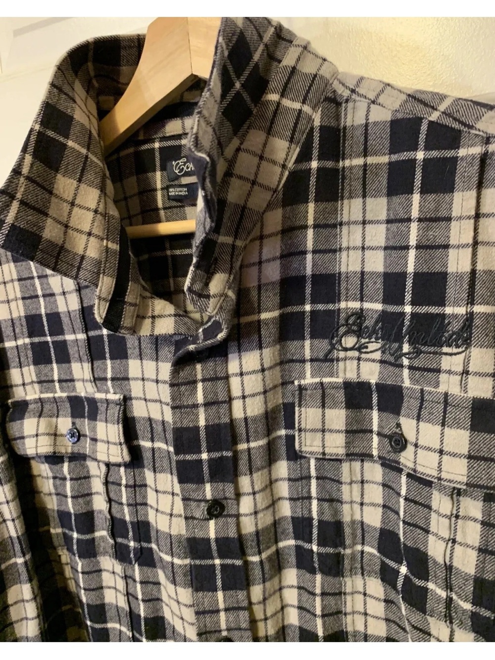 Ecko Unltd Men's‎ Sz 2XL Long Sleeve Outdoor Utility Flannel Plaid Shirt Black